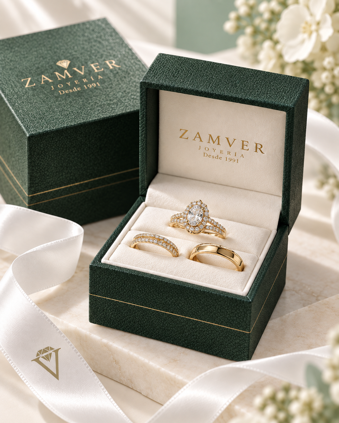 Caja Zamver con joyas en oro y diamantes